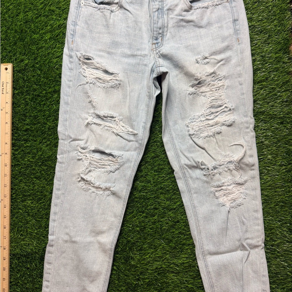 American Eagle Tom Girl Distressed Light Blue Women Jeans size 2.